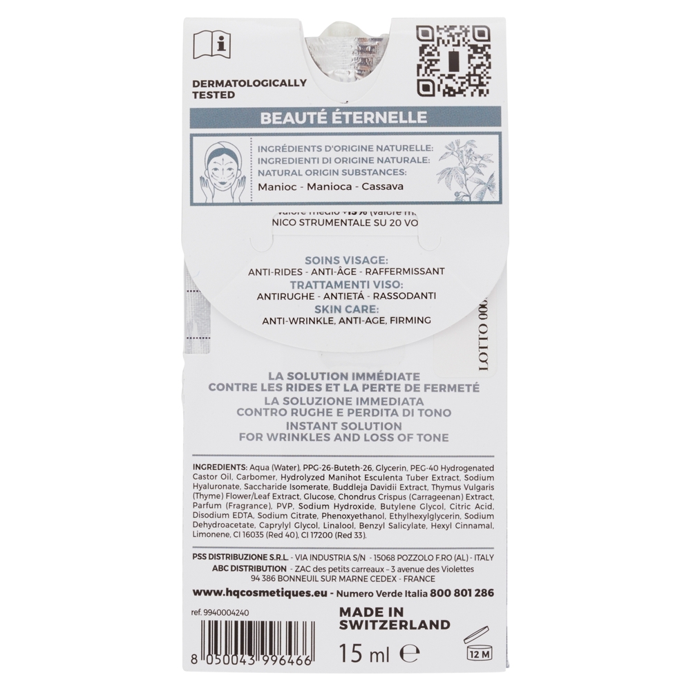 HQ Gel Rassodante Lifting all'Acido Ialuronico e all'estratto di Manioca 15 ml